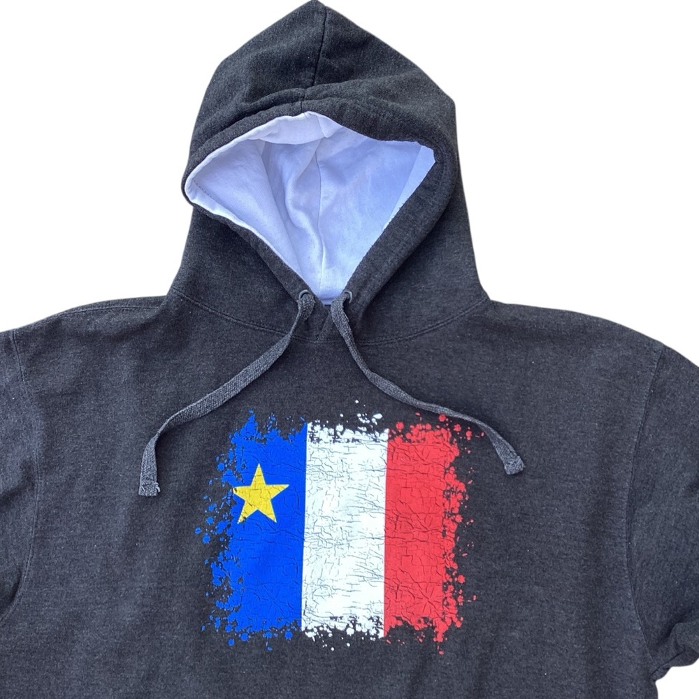 Grey Hoodie with Acadian Flag Graphic XL - Picture 3 of 12